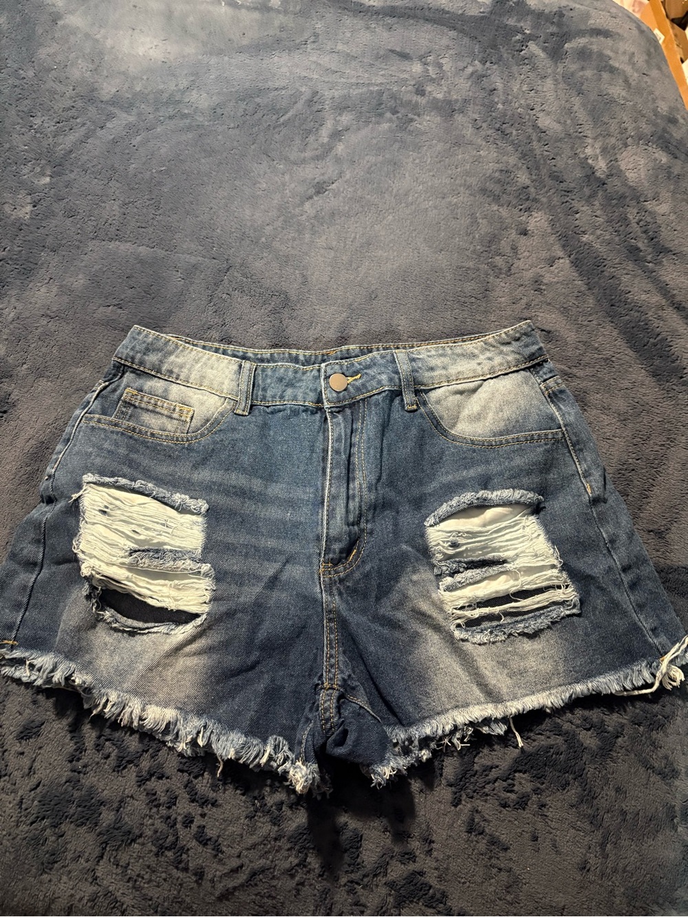 Distressed Blue Denim Women's Shorts
